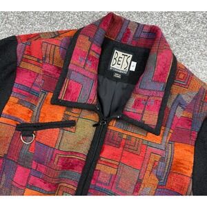 Vintage BETS Canvasbacks Womens S Tapestry Jacket Geometric Art Wear 90s Zip